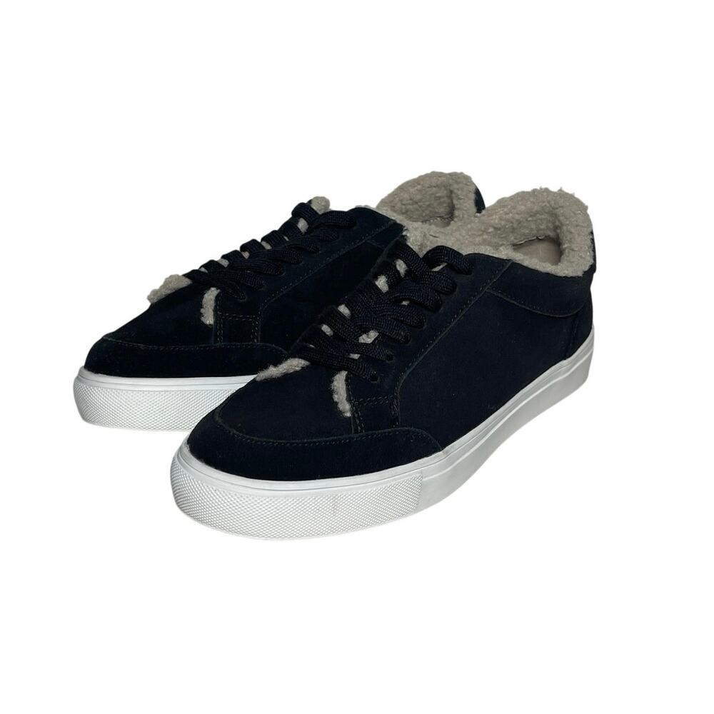 BIRDIES Women’s Cardinal Black Suede Shearling Lined Low top Sneakers